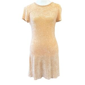 NC Love Vintage Made in USA Yellow Short Sleeve Terrycloth Sheath Dress Womens M